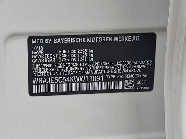 2019 BMW 5 Series 540i