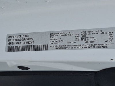 2023 RAM ProMaster Cargo Van 2500 High Roof 159" WB