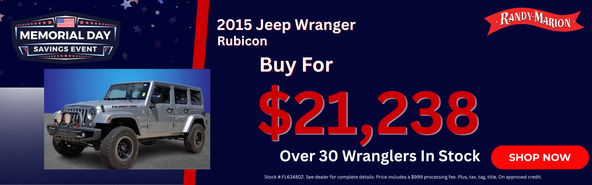 Wrangler Offer - Over 30 Wranglers In Stock
