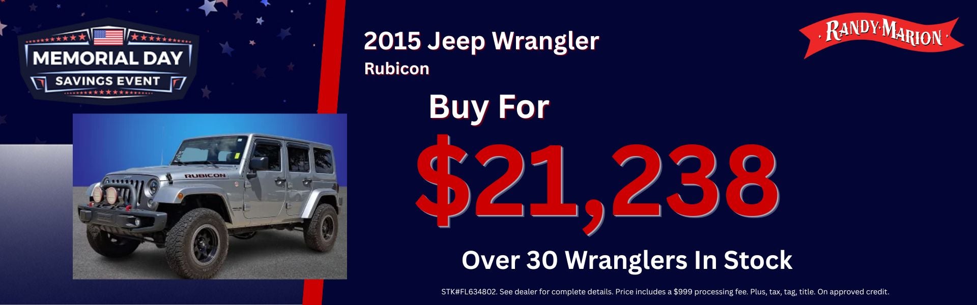 Wrangler Offer - Over 30 Wranglers In Stock